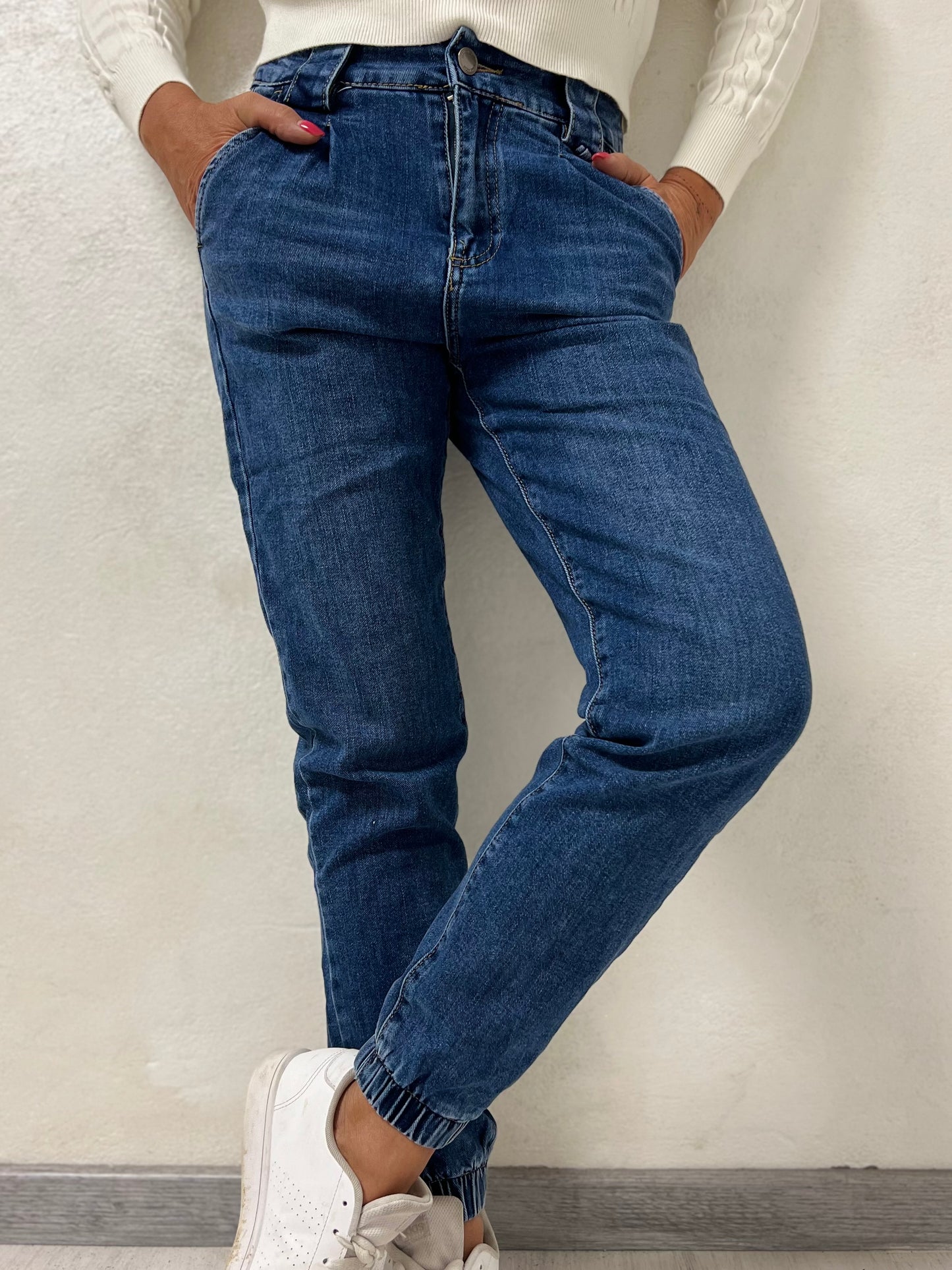 Jeans momfit polsino